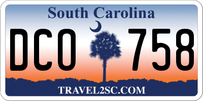 SC license plate DCO758
