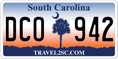 SC license plate DCO942