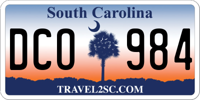 SC license plate DCO984