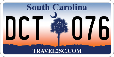 SC license plate DCT076