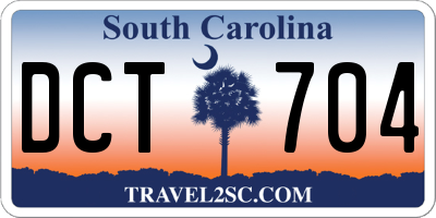 SC license plate DCT704
