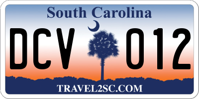 SC license plate DCV012
