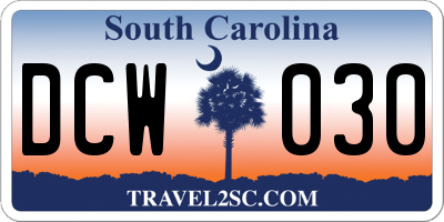 SC license plate DCW030
