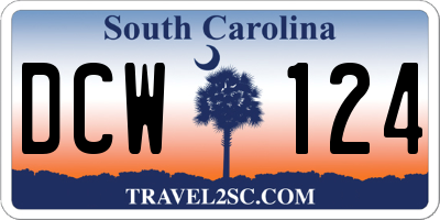 SC license plate DCW124