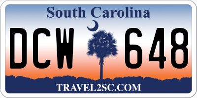SC license plate DCW648