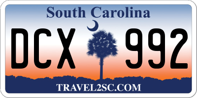 SC license plate DCX992
