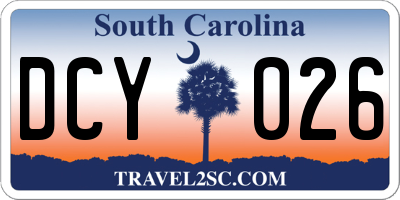SC license plate DCY026