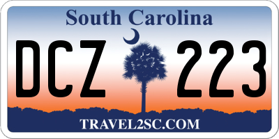 SC license plate DCZ223