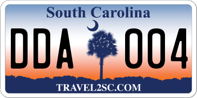 SC license plate DDA004