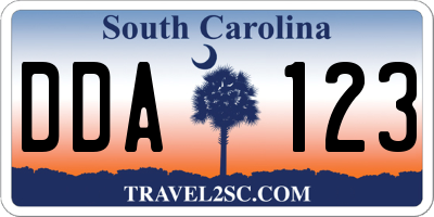 SC license plate DDA123