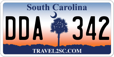 SC license plate DDA342