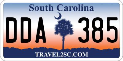 SC license plate DDA385