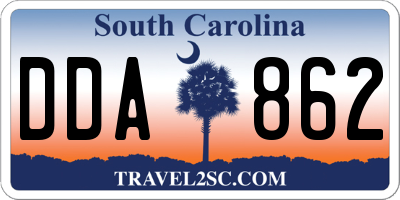 SC license plate DDA862