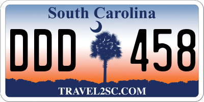 SC license plate DDD458