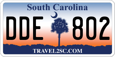 SC license plate DDE802