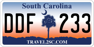 SC license plate DDF233