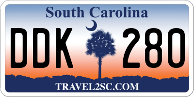 SC license plate DDK280