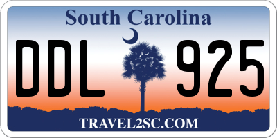 SC license plate DDL925