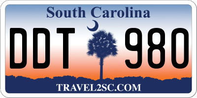 SC license plate DDT980