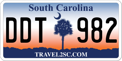 SC license plate DDT982