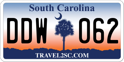 SC license plate DDW062