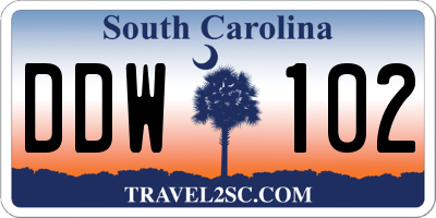 SC license plate DDW102