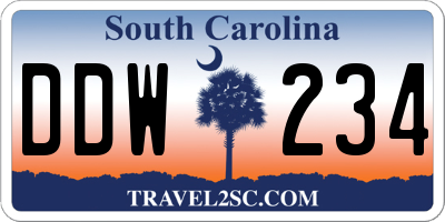 SC license plate DDW234