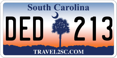 SC license plate DED213