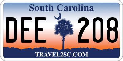 SC license plate DEE208