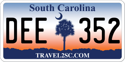 SC license plate DEE352