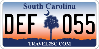 SC license plate DEF055