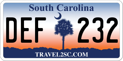SC license plate DEF232