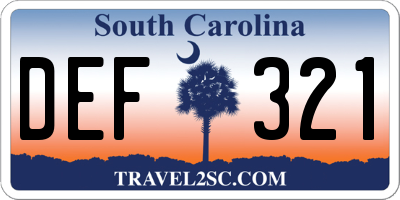 SC license plate DEF321