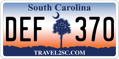 SC license plate DEF370