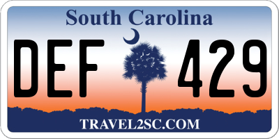 SC license plate DEF429