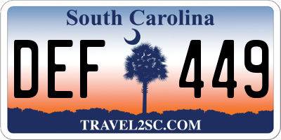 SC license plate DEF449