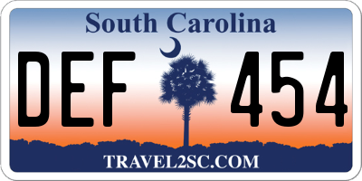 SC license plate DEF454
