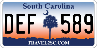 SC license plate DEF589