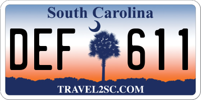 SC license plate DEF611