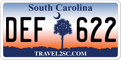 SC license plate DEF622
