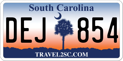 SC license plate DEJ854