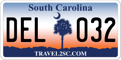 SC license plate DEL032