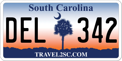 SC license plate DEL342