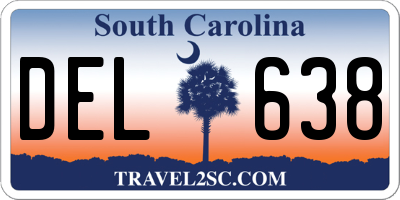 SC license plate DEL638