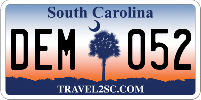SC license plate DEM052