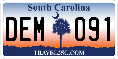 SC license plate DEM091