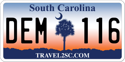 SC license plate DEM116