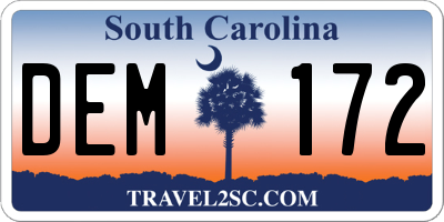SC license plate DEM172