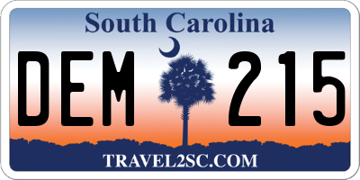 SC license plate DEM215