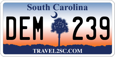 SC license plate DEM239
